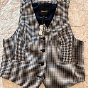 Madewell Navy and White Plaid Vest